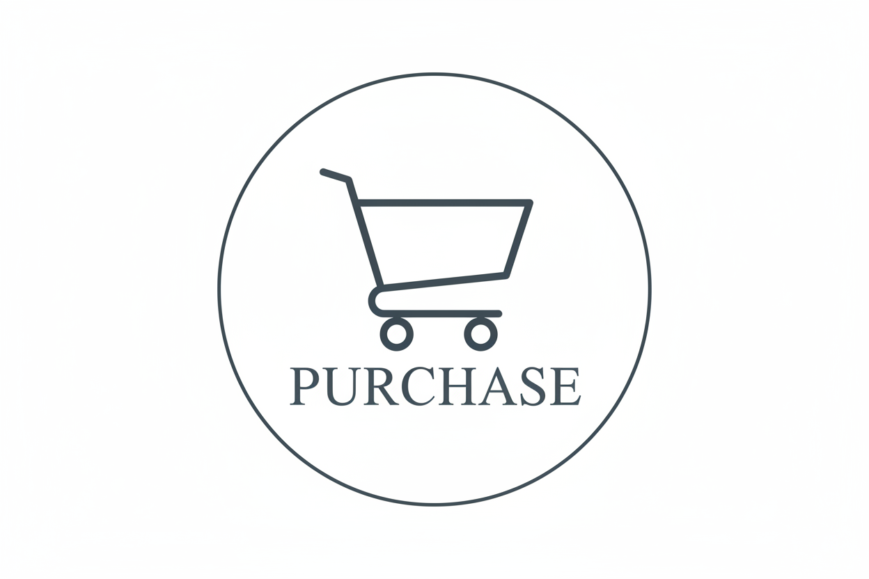 A MINIMALIST CART LOGO, WITH PURCHASE WRITTEN